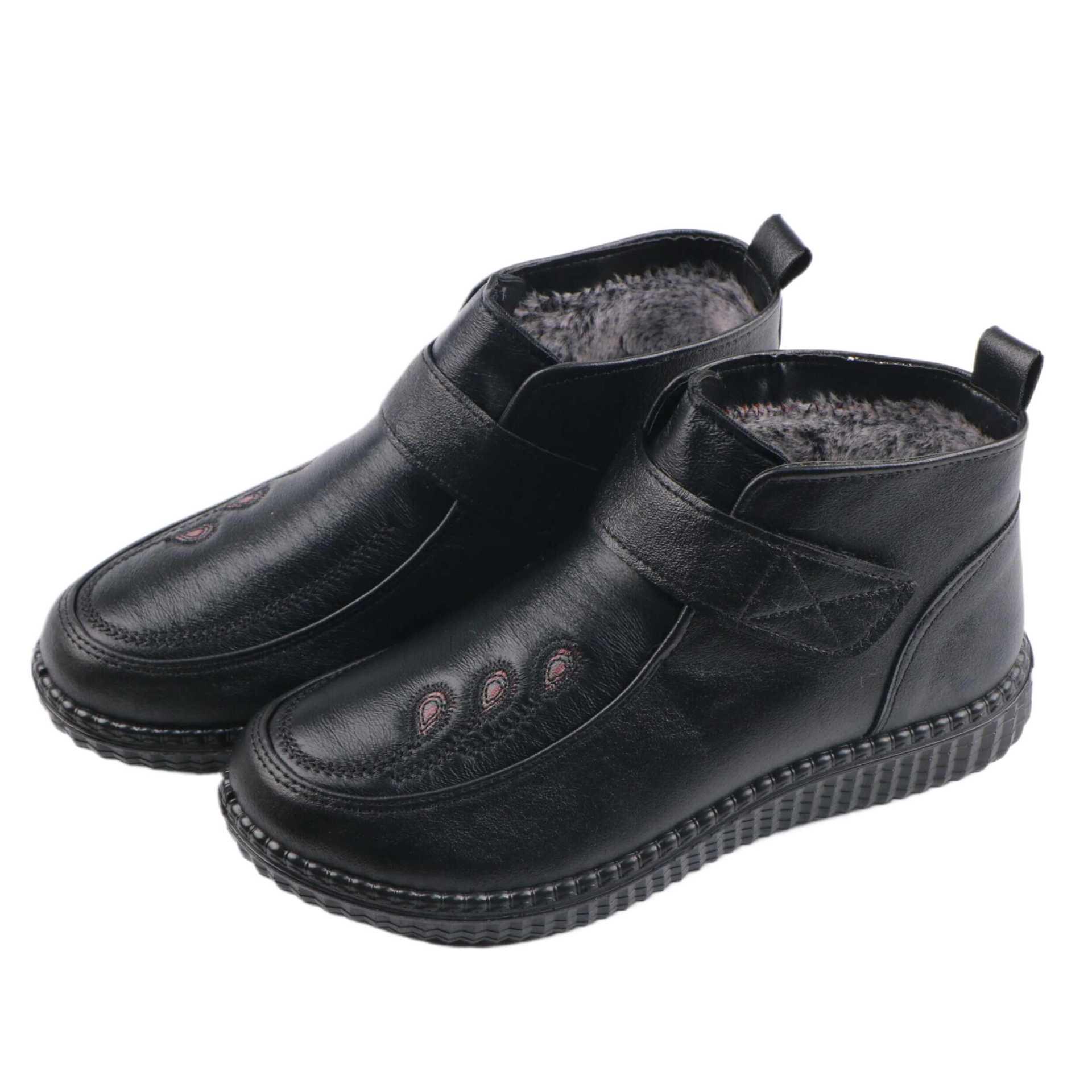 

Зимняя хлопковая обувь для женщин среднего и пожилого возраста - плюс бархат, теплая, обувь из ткани Beijing Cloth 38 чёрный