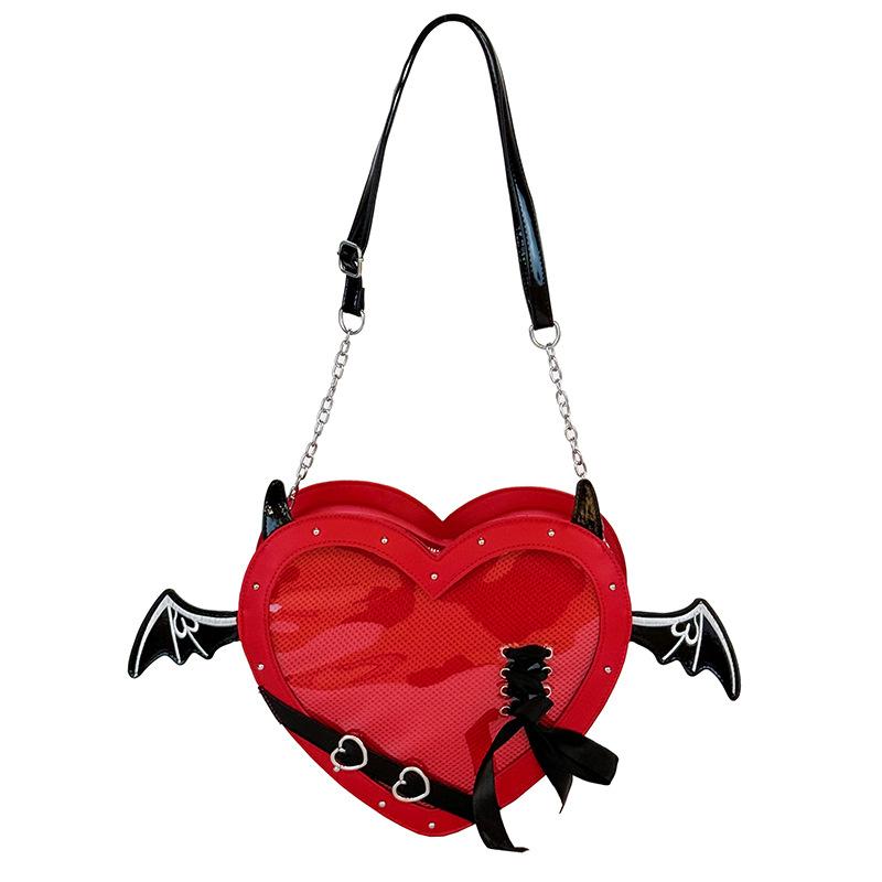 Personalized and creative small bag women's new Mori fashion rivet niche transparent shoulder bag crossbody love bag