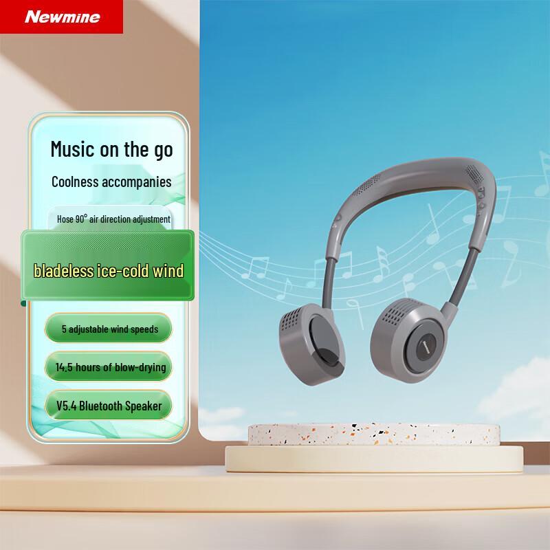 Newman PBS002 Multifunctional Neck Fan with Speaker & Night Light