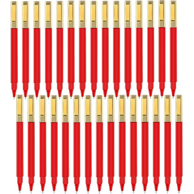 Aozora Aesthetic Pens Ballpoint Super Smooth Writing Pens Bulk 30 pack Medium Point 1.0mm No Bleed Pen with Gold Clip Black Ink