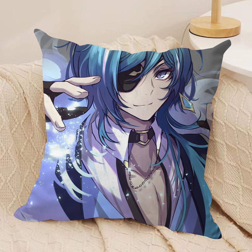 Kaeya Cute Genshin Impact Cushion Cover Silky Short Plush Invisible Zipper Dustproof Sofa Pillow Case For Home Decor