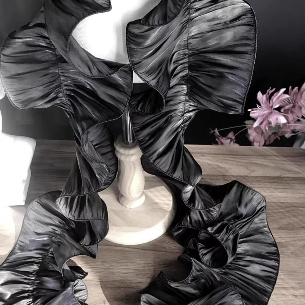 1Yard 18CM Wide Pleated Lace Ribbon Trim Shiny DIY Sewing Material Satin Pleated Ribbon Fabric