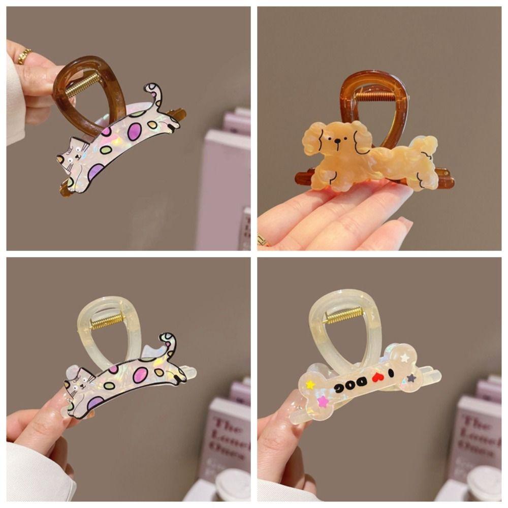 Resin Hair Grab Clip Double-side Dog Hair Claw Headdress Cat Shark Clip  Hair Styling