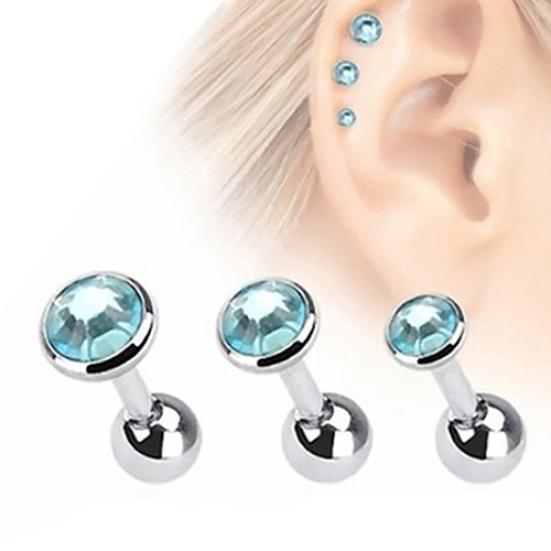 3 Pcs Rhinestone Ear Studs Fashion Tragus Helix Bar Cartilage Piercing Earrings