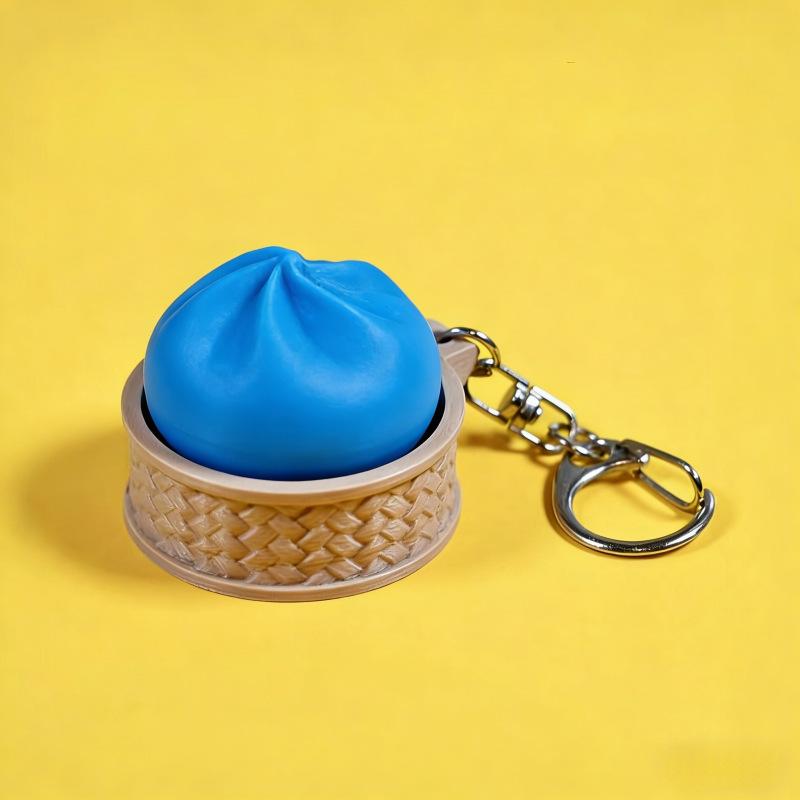 

Creativity Colorful Buns 3D Printing Keychain Decompression Bun Clicker Keychain Finger Press Anxiety Relief Stress Toy Gift A6