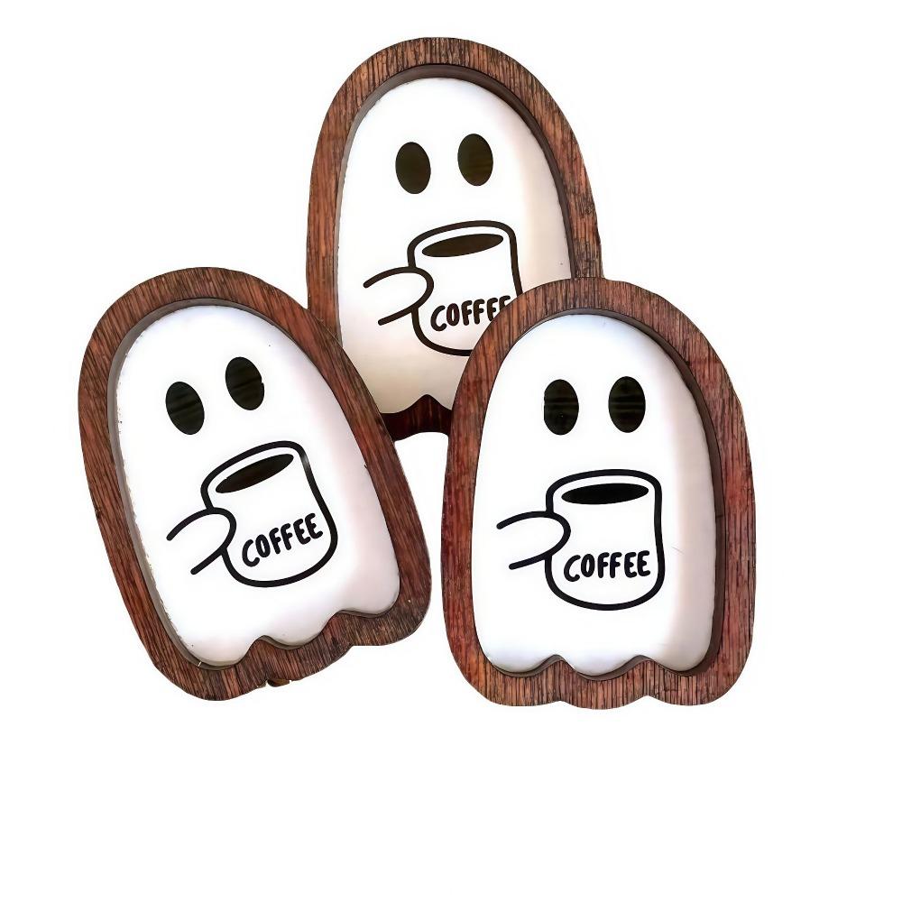 

3 шт. Милый кофейный эльф украшение Деревянная миниатюрная статуэтка Модель Домашнее украшение Настольное украшение Реквизит белый