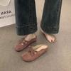 Retro Mori Round Head Bow Inner Heightening Bag Head Half Slippers Summer Outer Wear Wedge Heel Muller Shoes