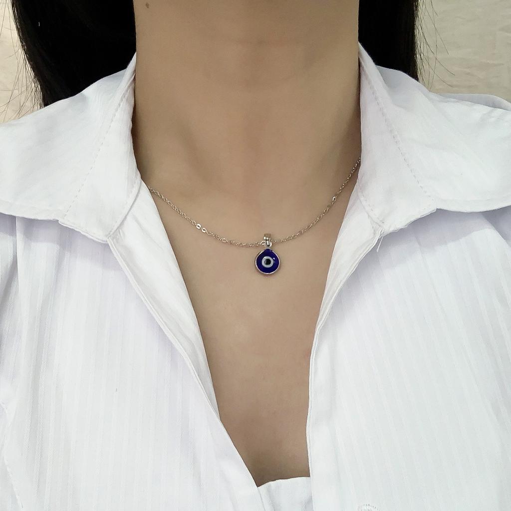 Vintage Turkish Evil Eye Pendant Choker Necklace Lucky Blue Evil Eyes Clavicle Chain Necklace Party Jewelry For Women Girls Gift