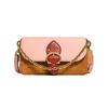 Beat 21 Retro Color Block C Buckle Leather Chain Bag Shoulder Crossbody Bag Small Women's Cherry Blossom Pink Brown Color Block