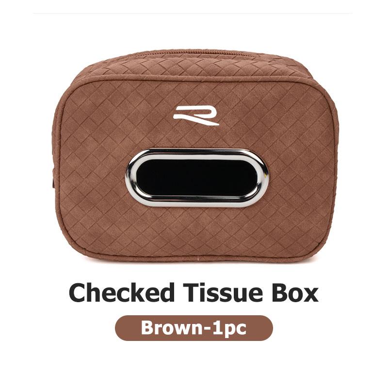 Universal Car Tissue Container Checkered Leather Auto Tissue Box For Volkswagen VW Passat B5 B5.5 2000- 2007 2008 2009 2010 zk8