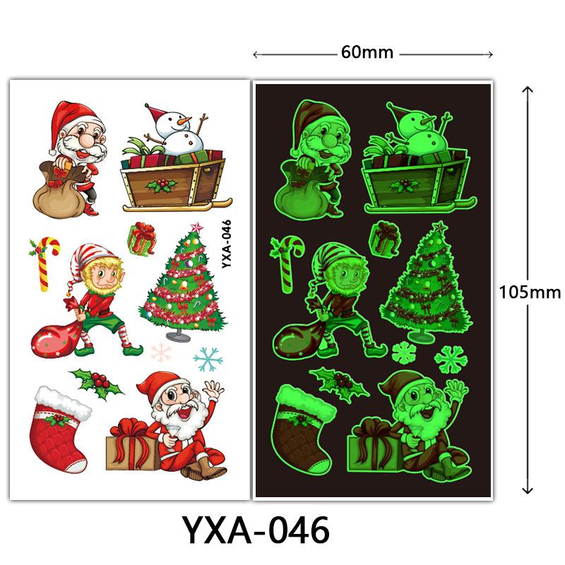 Christmas Luminous Tattoo Sticker Glowing Waterproof Sweat Cute Cartoon Holiday Party Temporary Sticker