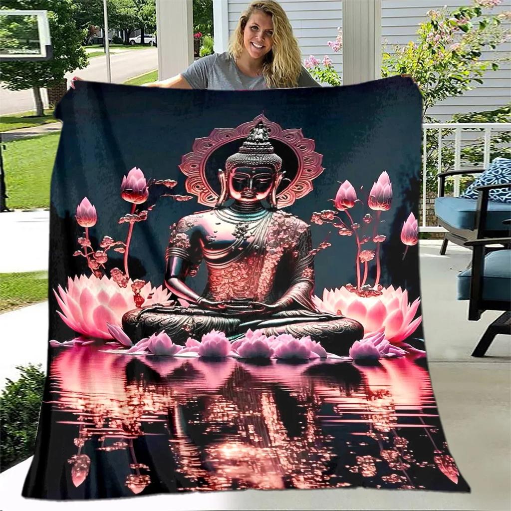 Buddha Sakyamuni Buddhisme Tro Religion Blødt Plys Tæppe, Flanel Tæppe Kastetæppe til Stue Soveværelse Seng Sofa Bed