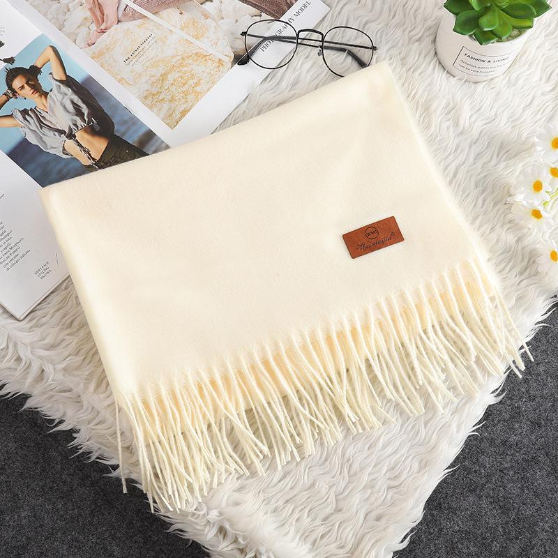 Korean Style Women's Winter Red Tassel Scarf - Imitation Cashmere Warm Gift