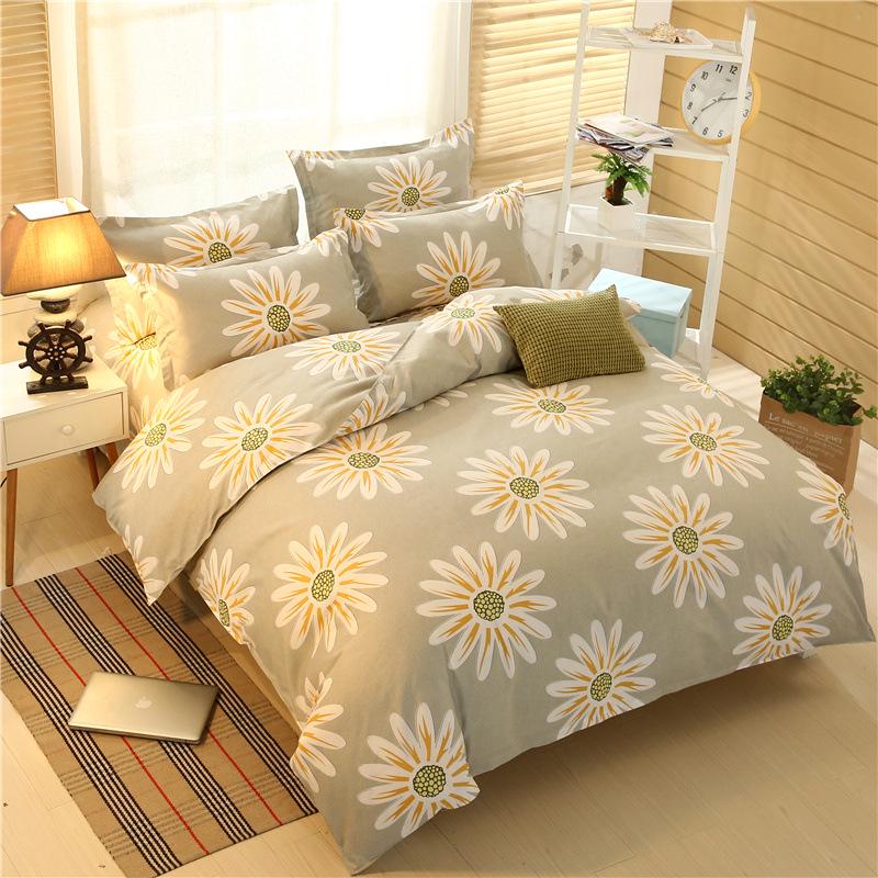 Cotton Bedding Set Sheet Geometric Flat Sheet Pillow Cover Bedding Set Home Decor
