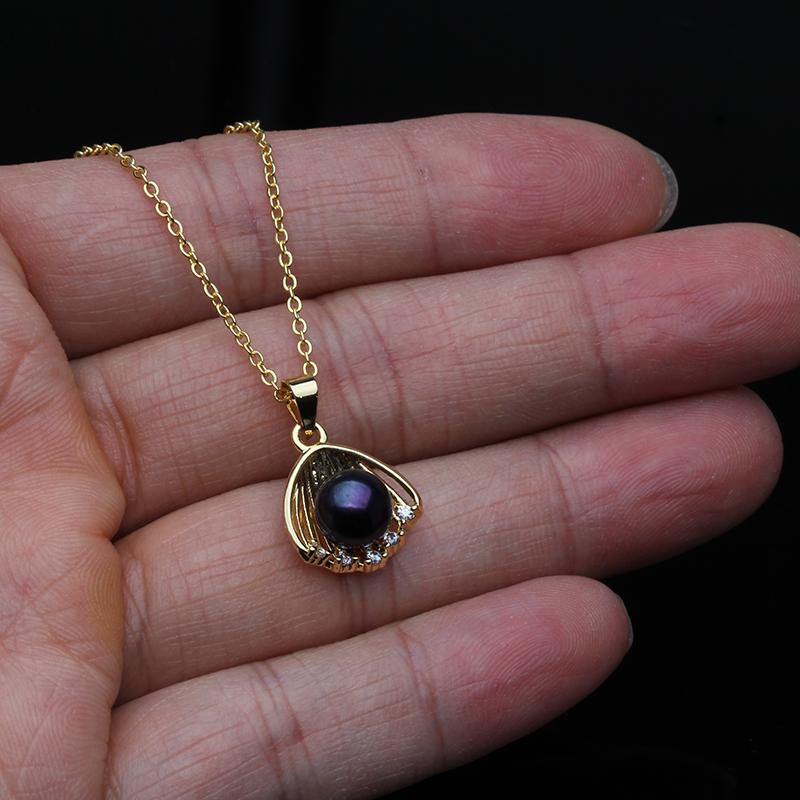 Classic Flower Freshwater Pearl Pendant For Women White Black Leaf Natural Pearl Pendants Party Gift
