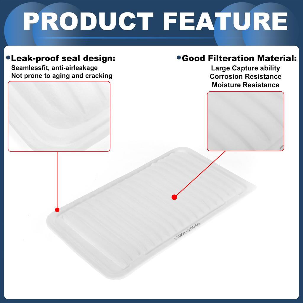 INFINAUTO Engine Air Filter for Toyota Camry Long Life No. 17801YZZ01/1780120040 2.4L/3.0L (2002-2011) -