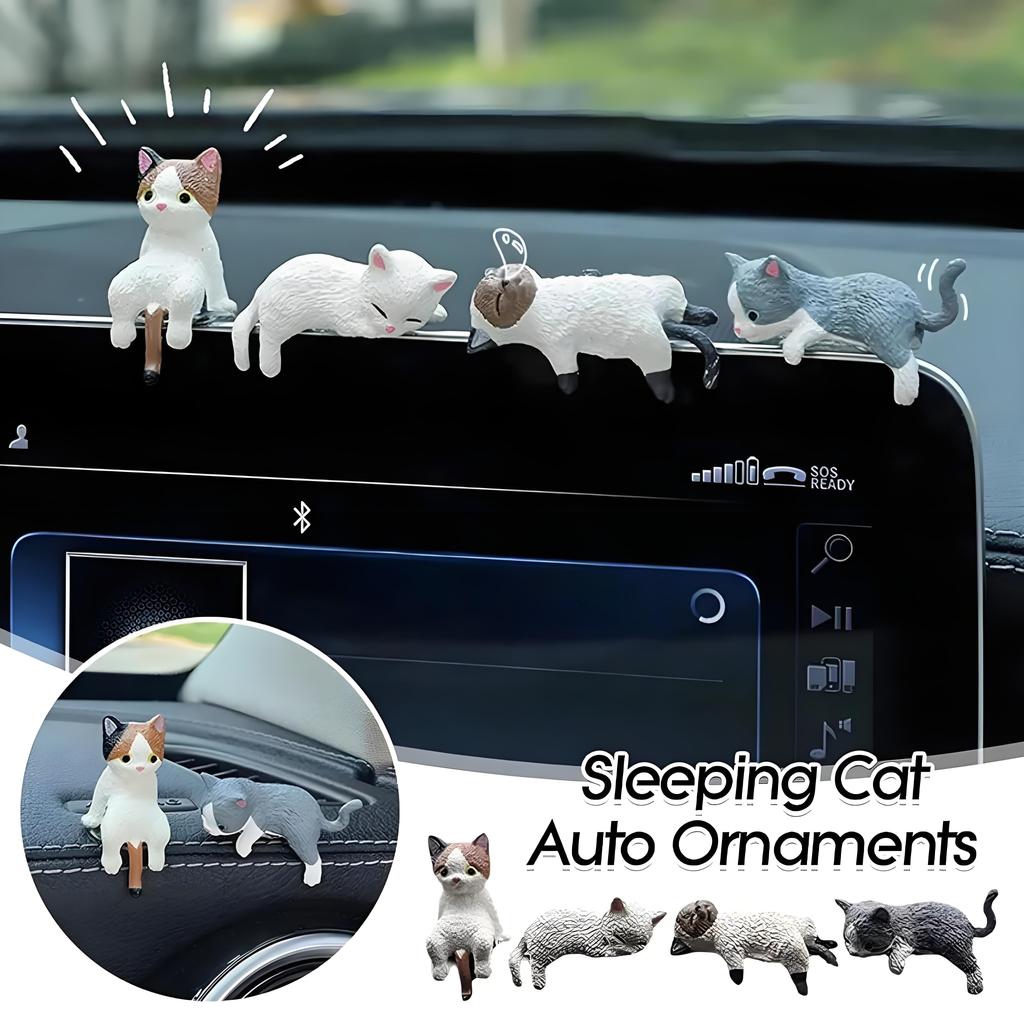 Verspielte Armaturenbrett-Katze | Harz-Autoornament für Rückspiegel | Rutschfester Schreibtisch- & Innendekorationsakzent