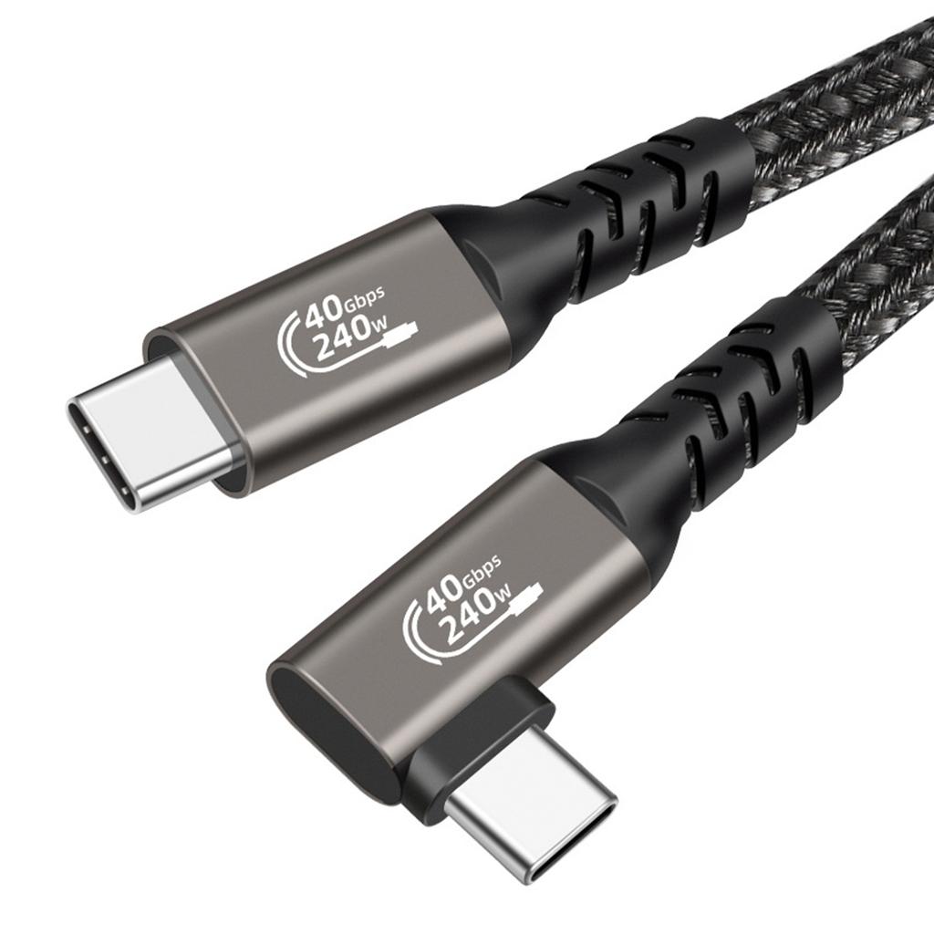 Angled Type C Cable 8K Display, Fast Charging & Data Line Durable Aluminum Alloy, Nylon Braided Cord 240W48V5A