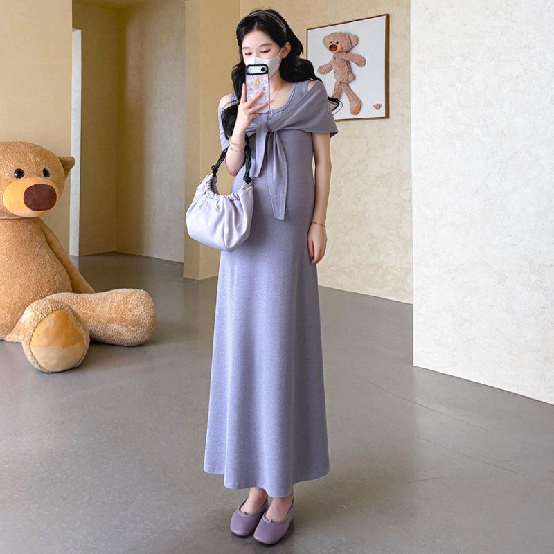 Summer 2026 Knit Maternity Tank Dress & Shawl - Flattering Slim Fit for Pregnant Women X-Large
