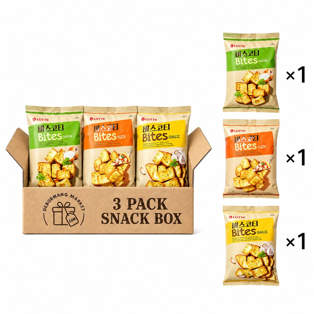 Хрустящие тосты Lotte, легкие закуски, 70 г в пакете, 3 вкуса в ассортименте #3 flavors x 3bag beige