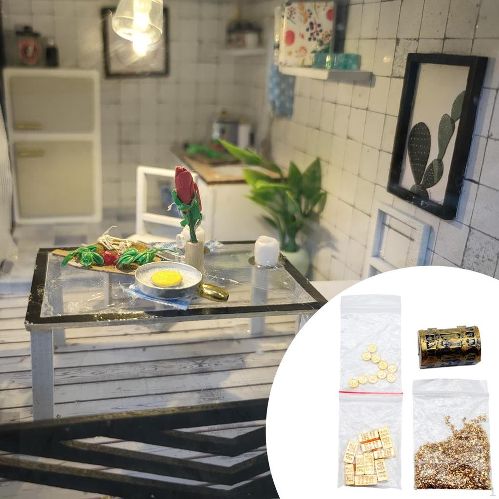 Dollhouse Treasure Chest Miniature Smooth Furniture Accessories for Birthday