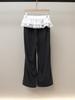 High-End Women's French Lace Peplum Slimming Straight-Leg Casual Pants for Autumn