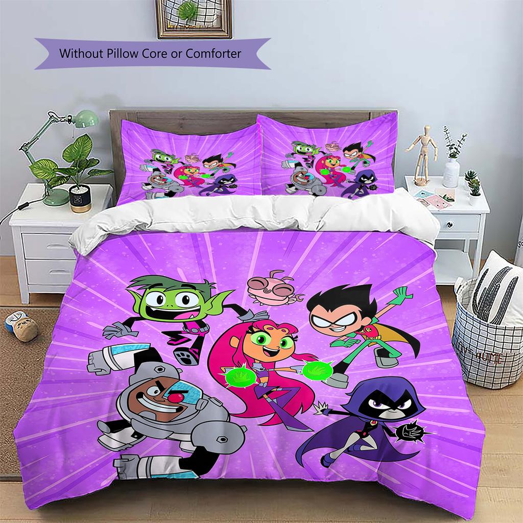 Teen Titans Vai! Set Biancheria da Letto Stile Carino Copripiumino Federa Senza Imbottitura, Morbido Arredo Casa Camera da Letto, Regalo Perfetto per i Fan.chl