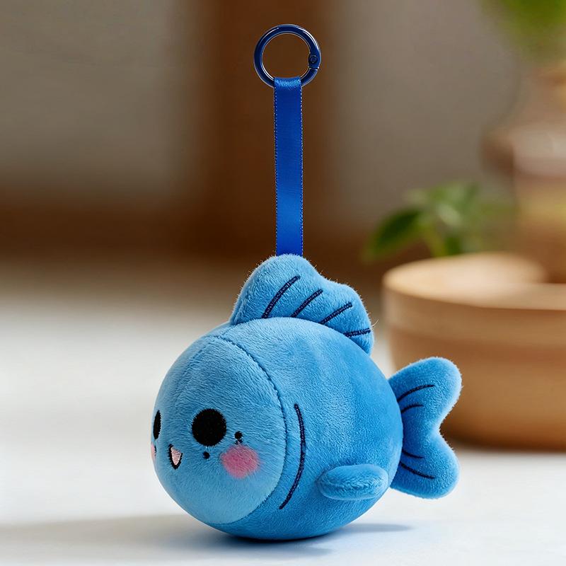 Extragroßes blaues Fisch-Stofftier-Kissen mit Anhänger – Heilendes Meereswesen