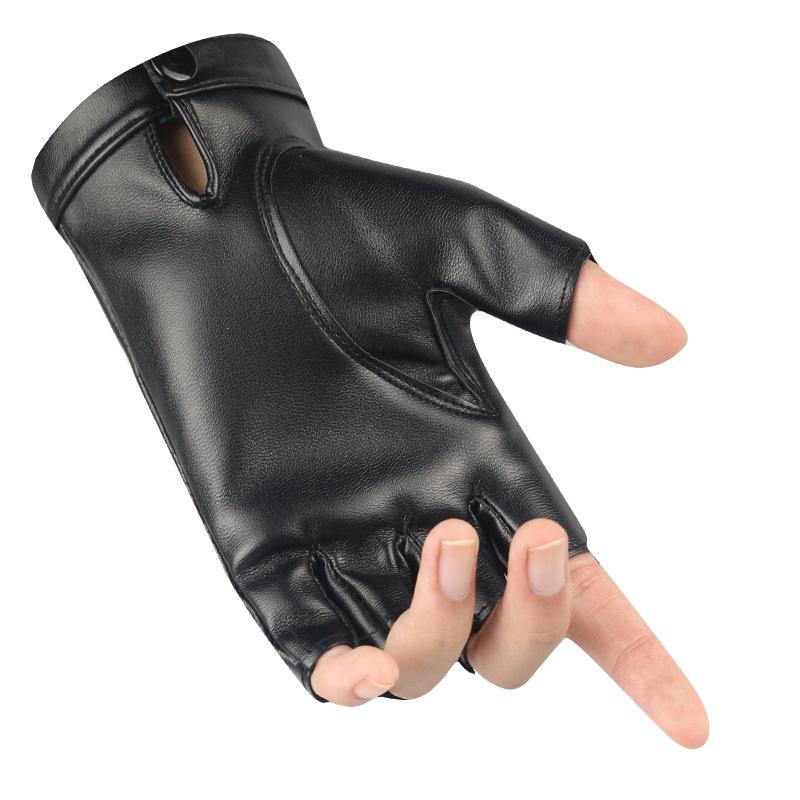 Leather Half-finger Gloves Men's and Women's Four-season Dancing Riding Fingerless Fingers Fingerless Half-hand