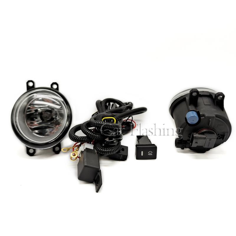 Car LED Fog Light For Toyota 2009 2010 2011 2012 Halogen with Wires Switch Harness Kit Angel Eyes Fog Lamp Cover