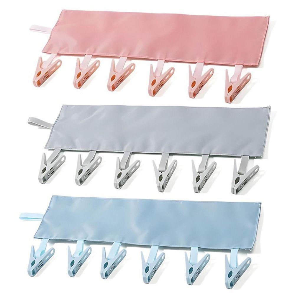 6 Clips Folding Clothes Hanger Space-Saving Portable Drying Rack Sock Clip  Dormitory