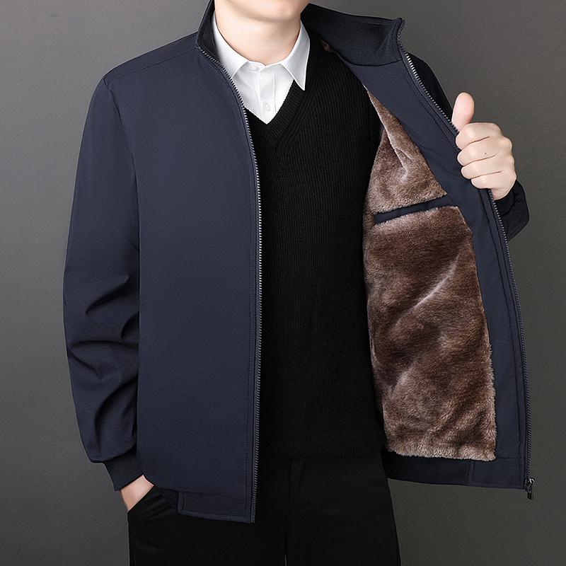 New Cotton Jacket for Men Middle-aged and Elderly Men's Jacket Plus Cotton Thickened Warm Standing Collar Casual Cotton Jacket