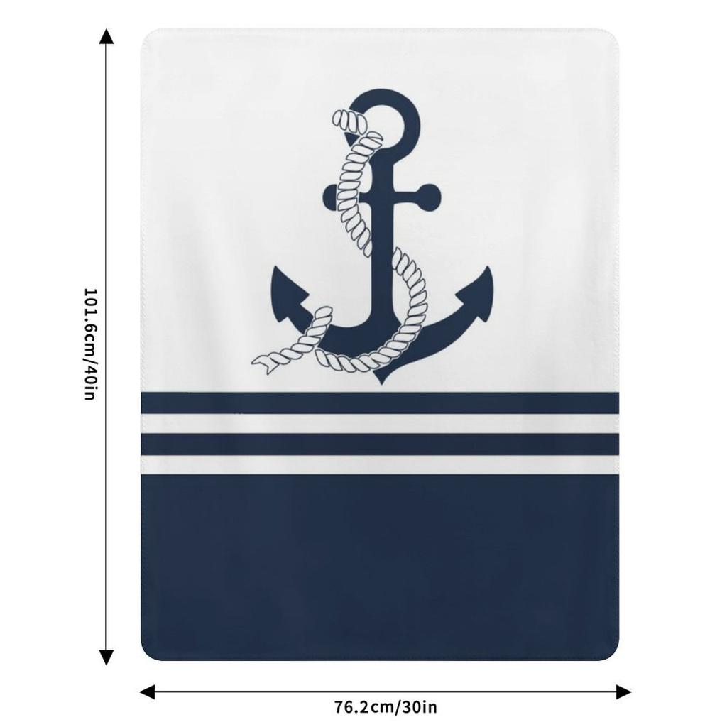 Nautical blue anchors with blue and white stripes Throw Blanket Warm Napping Blanket for Office Couch Bed