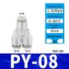 Pneumatic Nylon Air Hose Quick Connect Fittings: PU Straight, PY 5-Way, Cross 4-Way, PZA 3-Way, PE Connector with White/Blue Cap