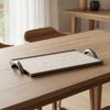 Leather Tray with Handles Low-Profile Rectangular Tray with Metal Handles Modern Luxury for Interior Designers, Coffee Table