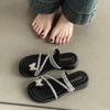 Versatile Temperament Slippers Women's Summer 2025 New Fashion High-end Butterfly Sandals Rhinestone Open-toe Drag