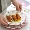 8/10 Inch Flower-shaped Serving Plate Cherry Blossom Dinner Dishes Ceramic Dessert Plate Microwave Safe Dinnerware