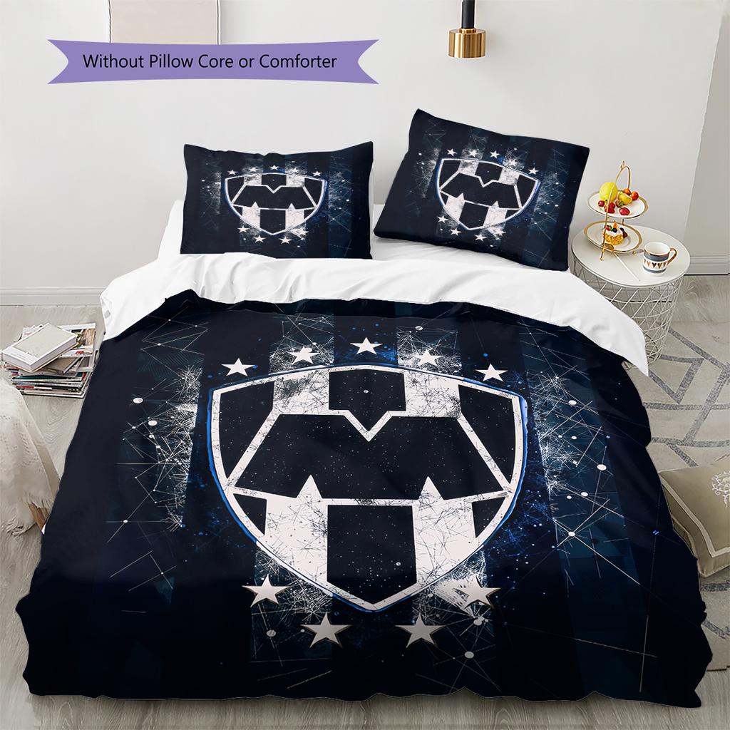 Monterrey Football Club Pattern Bedding Home Decoration Birthday & Festival Gift (1 * Duvet Cover + 2 * Pillowcase, Without Core)