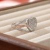 Elegant Inalid Full Synthetic Zirconia Heart Shape Silvery Ring for Women Fashion Temperment Banquet Wedding Jewelry Accessories