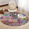 Bohemian Ethnic Round Carpet Colorful Geometric Floral Squares Print Floormat Patchwork Design Home Decoration Non-Slip Rug