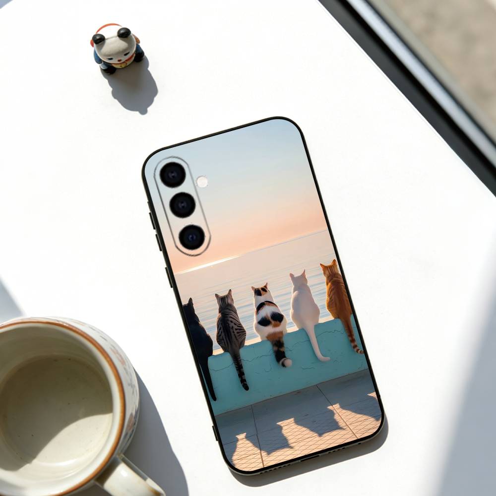 The Cat Crew Phone Case Black Silicone Soft For Samsung Galaxy A73,A72,A71,A70,A53,A52,A51