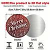 Vintage Christmas Wreath Metal Wall Art Burgundy Red Golden Holiday Decor Round Aluminum Sign Merry Christmas Home Office Party Decoration