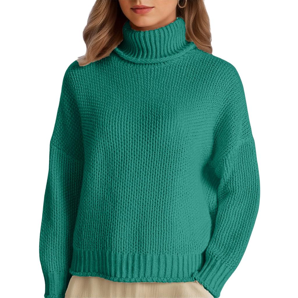 Damen Gestrickter Rollkragen Farbe Warmer Basisschicht Pullover