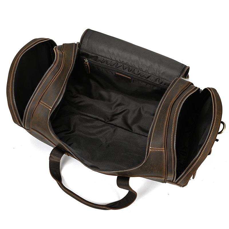 New Fashion Genuine Leather Men's Travel Bag Cowhide Luggage Bag For Man Crazy Horse Leather Crossbody Hand Luggage Shoulder Bag