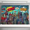 Superhero City Birthday Party Supplies Backdrop Comic Style Building Landscape Decoration Baby Shower Photo Backdround Kid Gift556