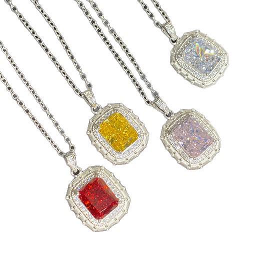Clear Sky Vintage S925 Sterling Silver Ruby Pendant Necklace for Women - Elegant Evening Accessory
