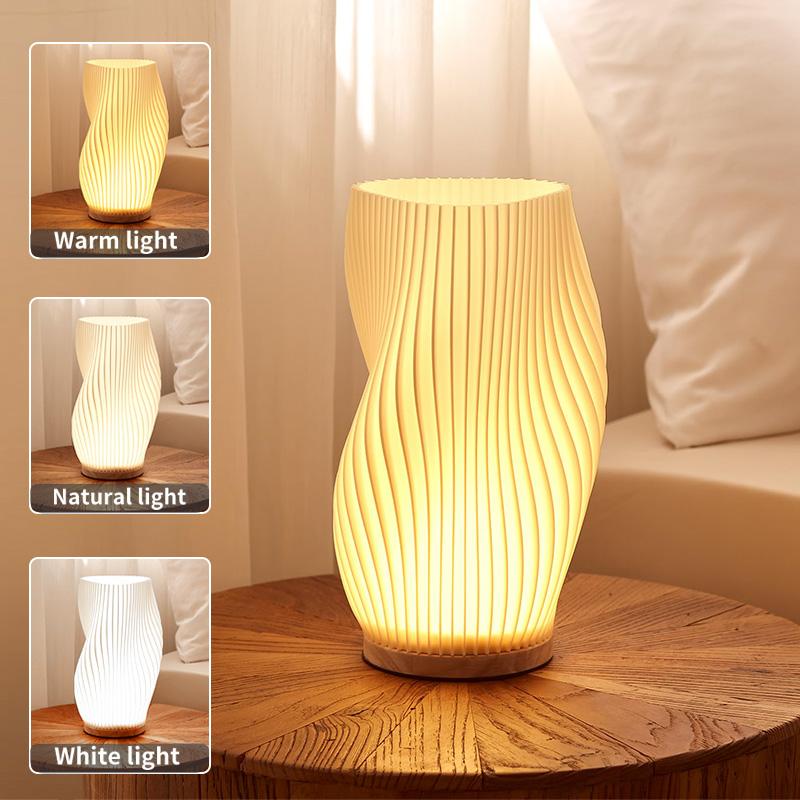 

French Cream stylfe 3D Desk Lamp Wood Base Adjustable Nightstand Table lamp Mood light For Living Room Room Becorating Items