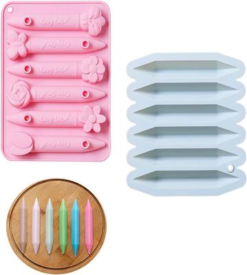 1 Pezzo Riutilizzabile in Silicone Resistente al Forno Stampo a 10 Cavità per Pastelli a Cera, Stampo per Pastelli a Cera 3D a Doppia Punta per Creare Cioccolato, Scioglimento Candele, Fai da Te (Blu, rosa)