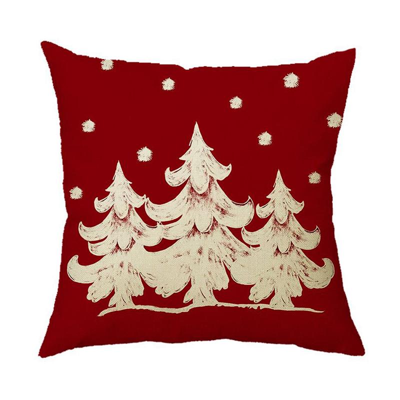 Christmas Pillow Cover Linen Printed Home Sofa Cushion Cover Car Headrest Office Pillowcase Christmas Party Decoration