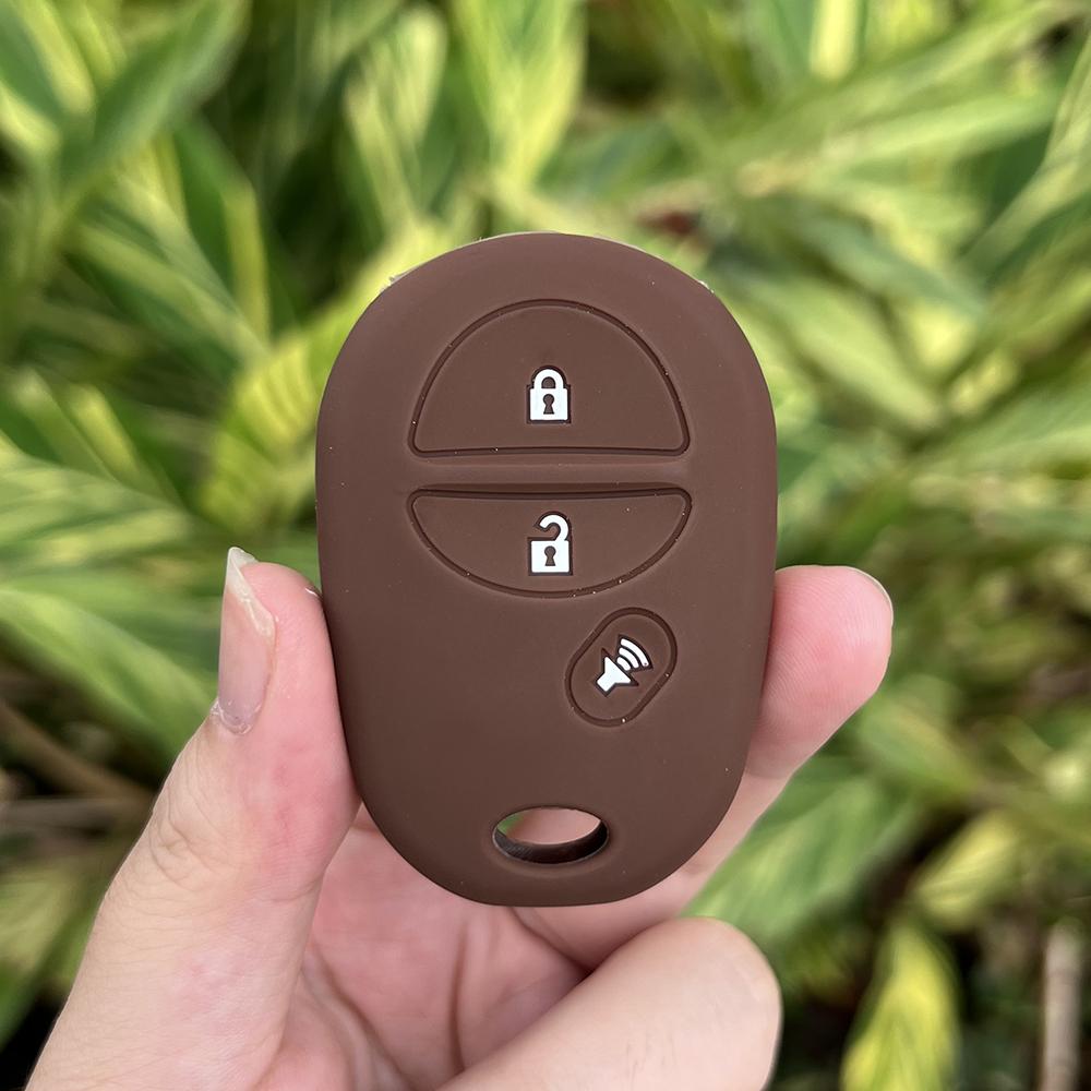 3 Buttons Silicone Car Key Cover Case Skin Protector Holder Rubber Shell for Toyota Sienna Tacoma Tundra Keychain Accessories